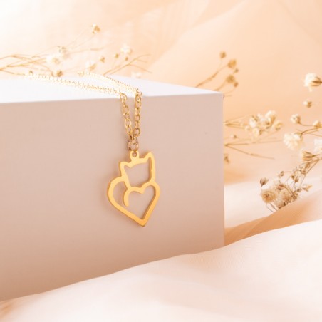 Cadena gatito corazón